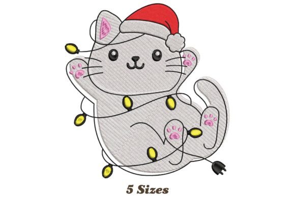 Lighting Cat Christmas Embroidery