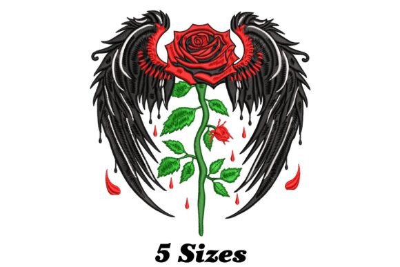 Sophisticated Rose with Gothic Wings