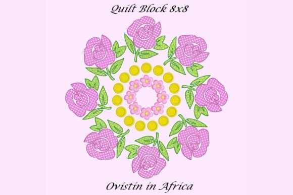 Whimsical Roses Quilt Block Applique Set